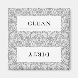 CLEAN DIRTY Graue Floral Geschirrspülmaschine Magnet