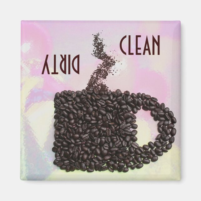 "CLEAN / DIRTY" Kaffeemaschine Tasse Geschirrspülm Magnet (Vorne)