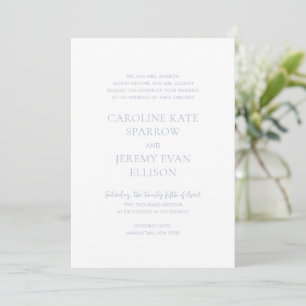 Clean Dusty Blue Elegante Hochzeit Einladung
