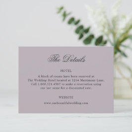 Clean Dusty Lilac Classic Wedding Begleitkarte