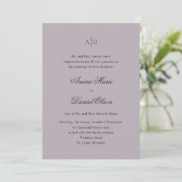 Clean Dusty Lilac Classic Wedding Einladung