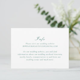 Clean Emerald Green Elegant Wedding Begleitkarte