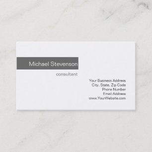 Clean Gray Strip White Consultant Business Card Visitenkarte
