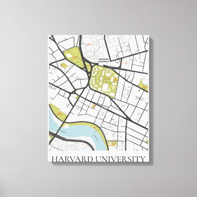 CLEAN HARVARD UNIVERSITY MASSACHUSETTS KONTUR MAP LEINWANDDRUCK (Vorderseite)