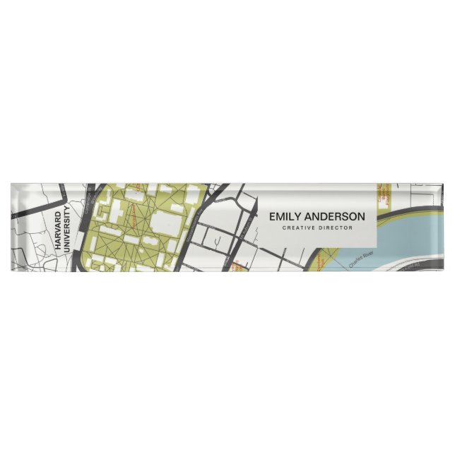 CLEAN HARVARD UNIVERSITY MASSACHUSETTS KONTUR MAP NAMENSPLAKETTE (Vorderseite)