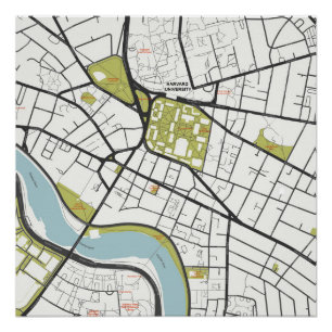 CLEAN HARVARD UNIVERSITY MASSACHUSETTS KONTUR MAP POSTER