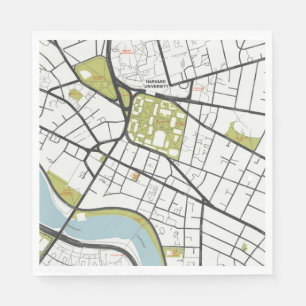 CLEAN HARVARD UNIVERSITY MASSACHUSETTS KONTUR MAP SERVIETTE