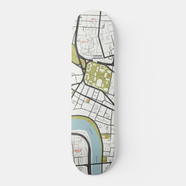 CLEAN HARVARD UNIVERSITY MASSACHUSETTS KONTUR MAP SKATEBOARD (Vorderseite)