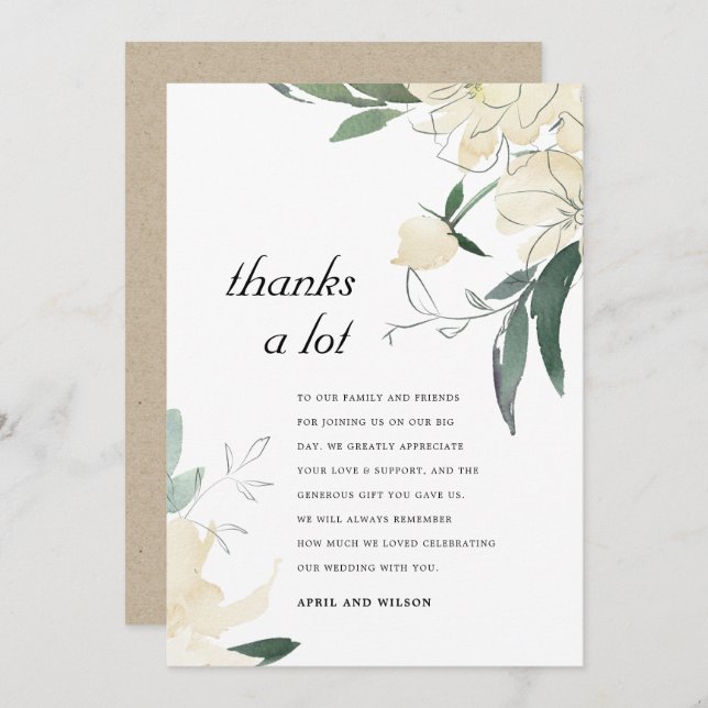 CLEAN IVORY GREEN WATERCOLOR FLUSSBREITE DANK DANKESKARTE (Vorne/Hinten)