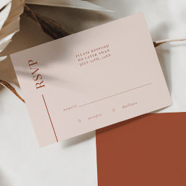 Clean Line Terracotta Minimalistische Hochzeitskar RSVP Karte