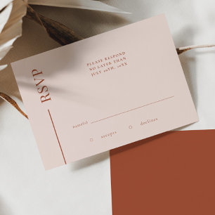 Clean Line Terracotta Minimalistische Hochzeitskar RSVP Karte