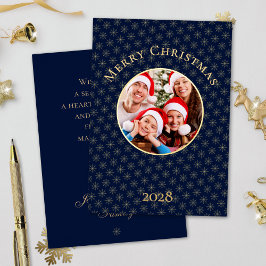 Clean Midnight Blue Snowflakes Weihnachten Gold Folien Feiertagskarte