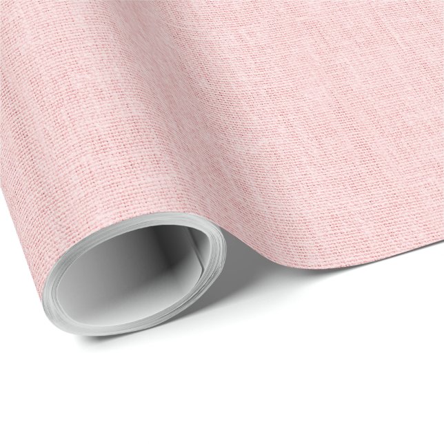 Clean Minimal Beige Linen Mimic Fabric Effect Pink Geschenkpapier (Rolleneckpunkt)