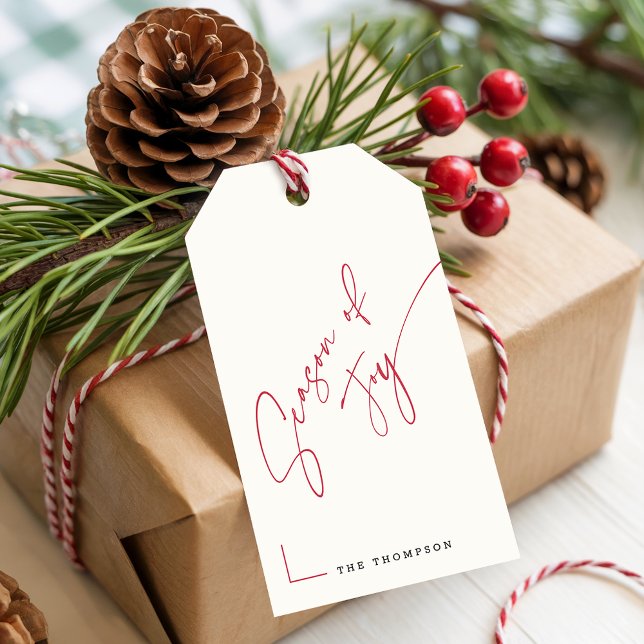 Clean Minimalist Family Name Christmas Present Geschenkanhänger (Von Creator hochgeladen)