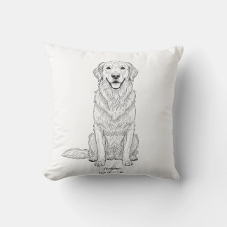 Clean Minimalist Golden Retriever Line Art  Kissen