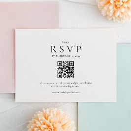 Clean Modern Qr Code Wedding RSVP Karte