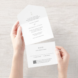 Clean Monogram Modern Wedding All-in-One-Einladung