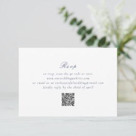 Clean Navy Blue QR Code Elegante Hochzeit RSVP Karte