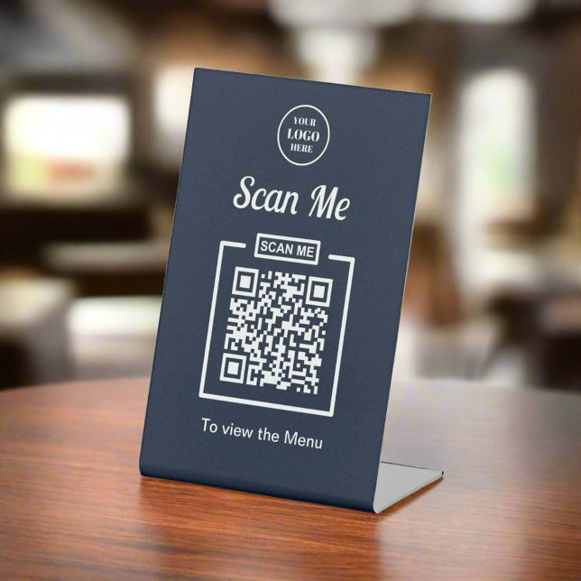 Clean Navy Scan QR Code Business-Logo Sockelschild (Von Creator hochgeladen)