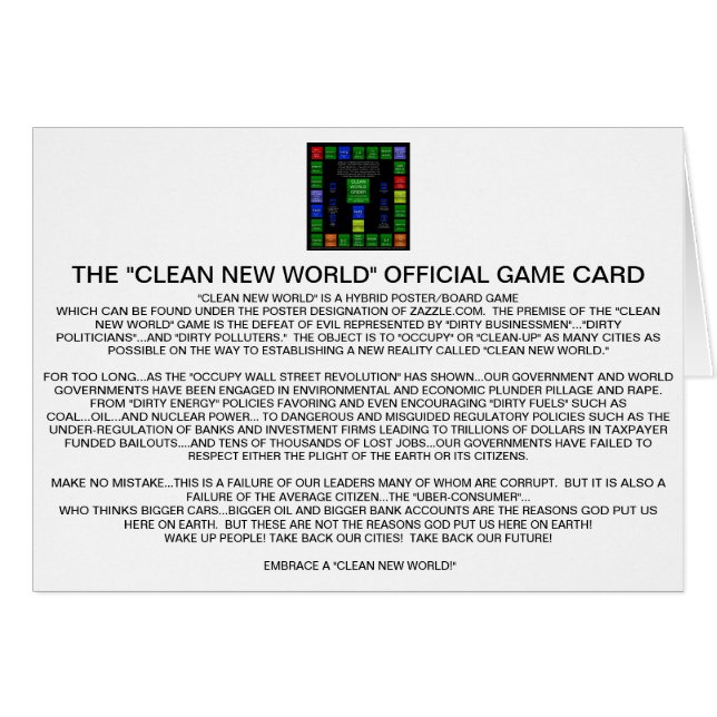 CLEAN NEW WORLD GAME CARD (U.S. EDITION) (Vorderseite (Horizontal))