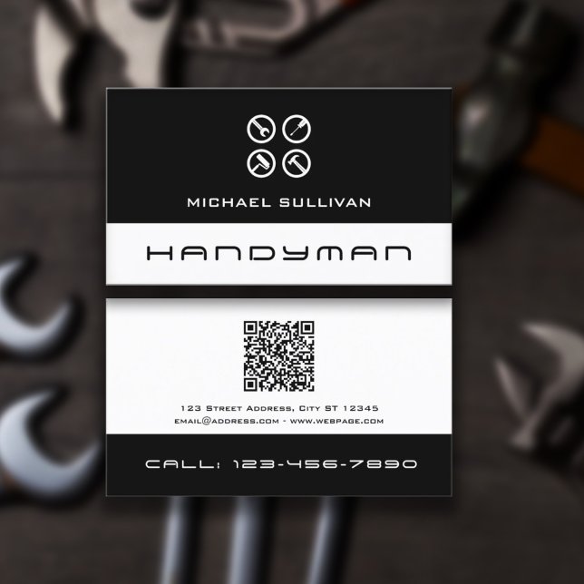 Clean professional logo handyman Business Card Visitenkarte (Von Creator hochgeladen)