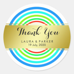 Clean Rainbow Yoga Circular Gold Vielen Dank für I Runder Aufkleber