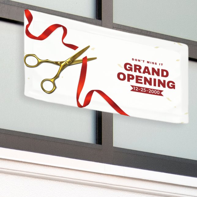 Clean Red and White Professional Grand Opening  Banner (Äußeres Gebäude)