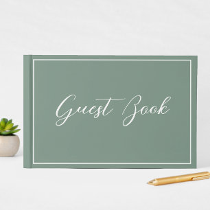 Clean Sage Green Script Calligraphy Wedding Gästebuch