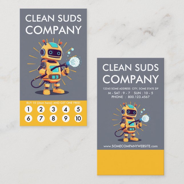 Clean Suds Wash Loyalty Punch Card Treuekarte (Vorne/Hinten)