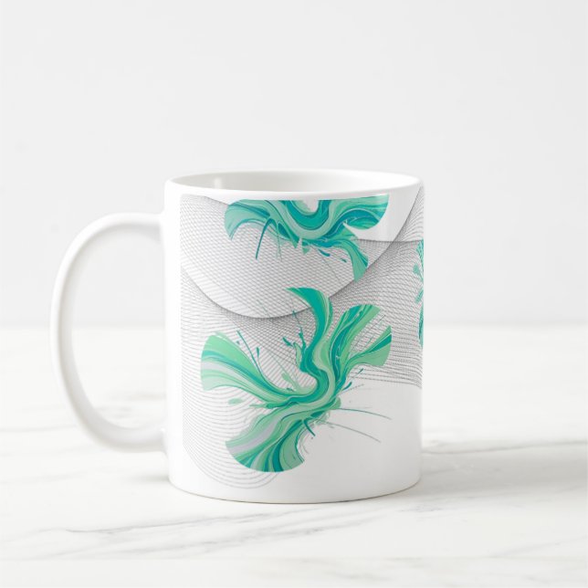 clean teal geometric shape with swirly background  kaffeetasse (Links)