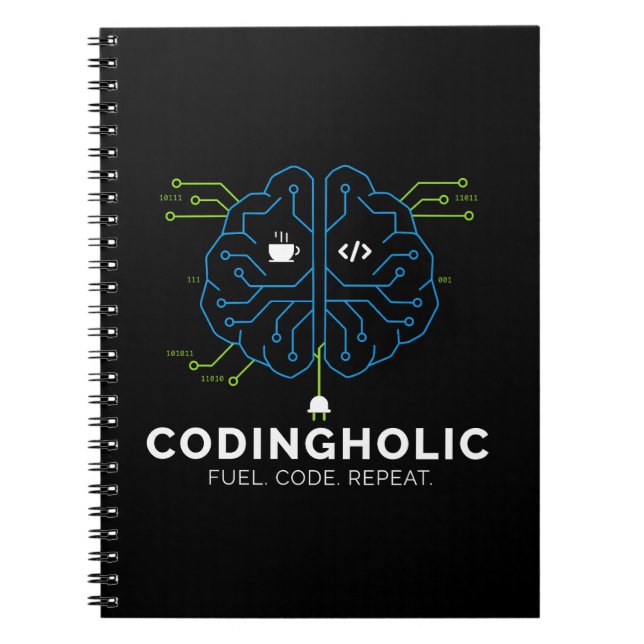 Clean Tech Brain Coding Notebook Design For Coders Notizblock (Vorderseite)