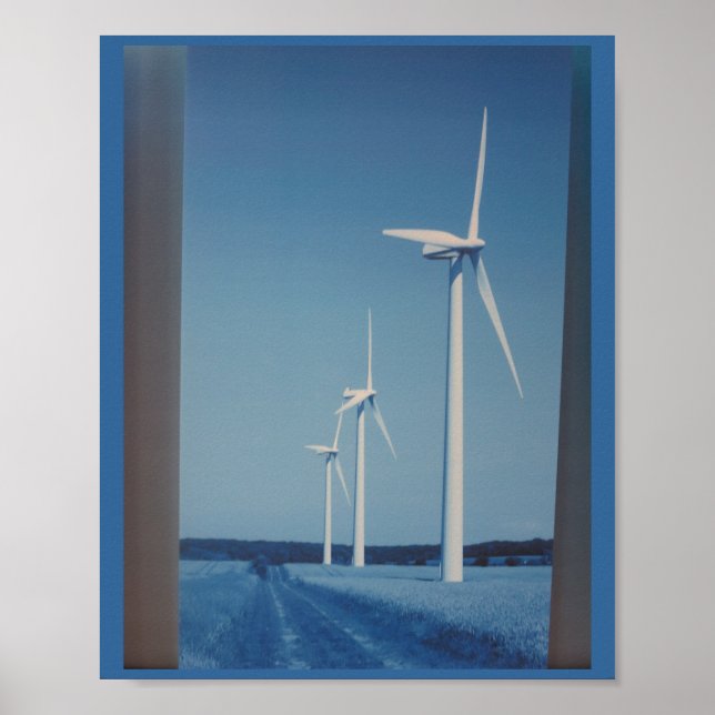 CLEAN Wind Energy Gaint Wheel Fan on Land Mountain Poster (Vorne)