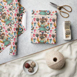 Cleaner House Wife Cat is cleaning the house Geschenkpapier