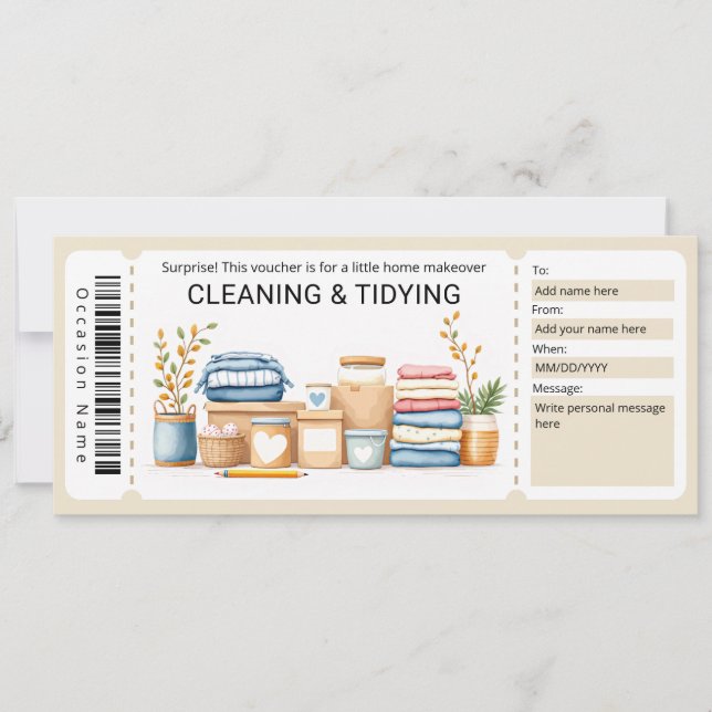 Cleaning and Tidying Gift Certificate  Einladung (Vorderseite)