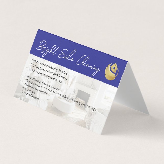 Cleaning Duster Home Logo | Tidy Living Room Visitenkarten (Vorderseite)