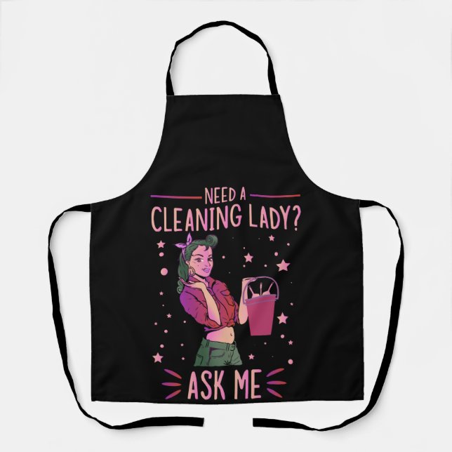 Cleaning Lady Housekeeper Housekeeping Cleaner Gra Schürze (Vorderseite)