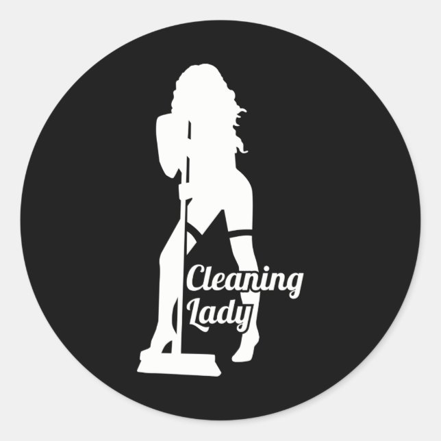 Cleaning lady runder aufkleber (Vorderseite)