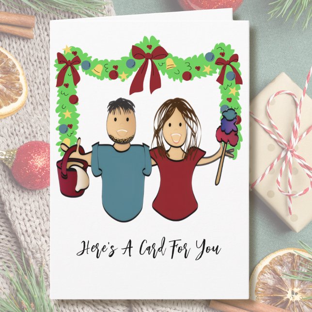 Cleaning Male Female Cartoon Thank You Christmas  Karte (Von Creator hochgeladen)