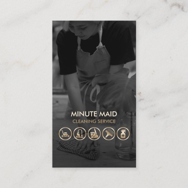 Cleaning Service Faux Gold Icons Cleaner Visitenkarte (Vorderseite)