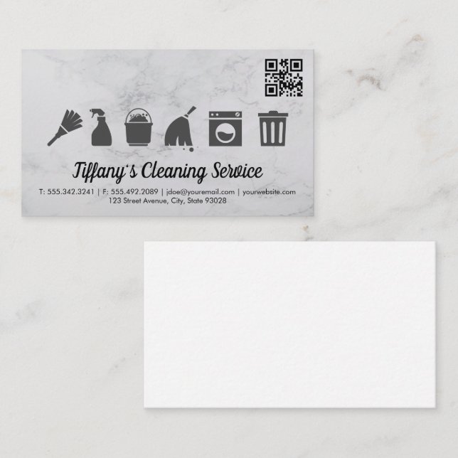 Cleaning Service Icons | qr code Visitenkarte (Vorne/Hinten)