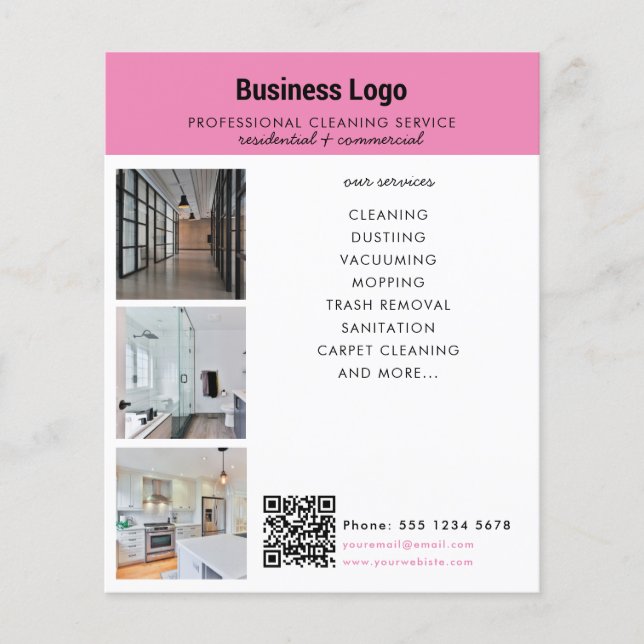 Cleaning Services Business Promotion QR Code Flyer (Vorne)