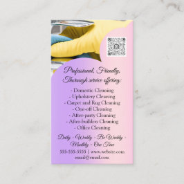 Cleaning Services House Keeping QRCode Photo Pink Visitenkarte
