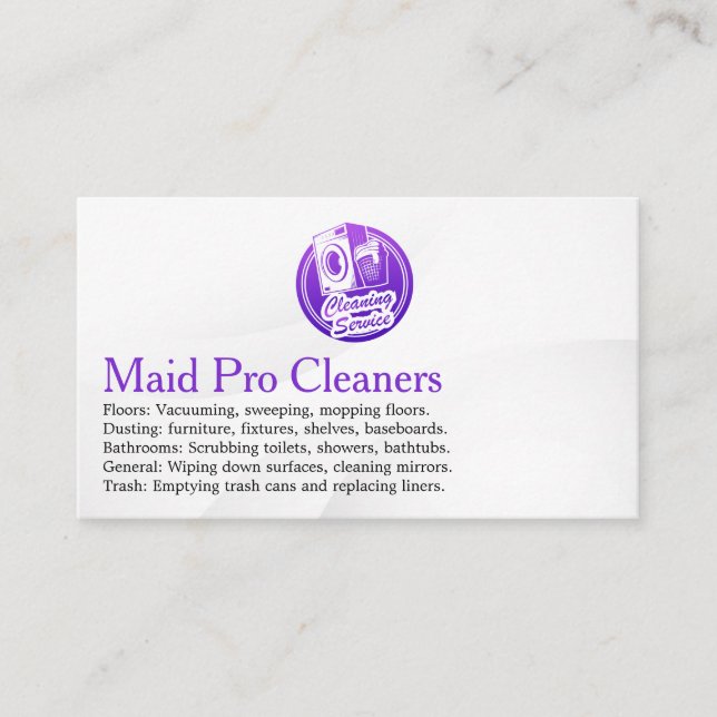 Cleaning Services Logo | Washing Machine Visitenkarte (Vorderseite)