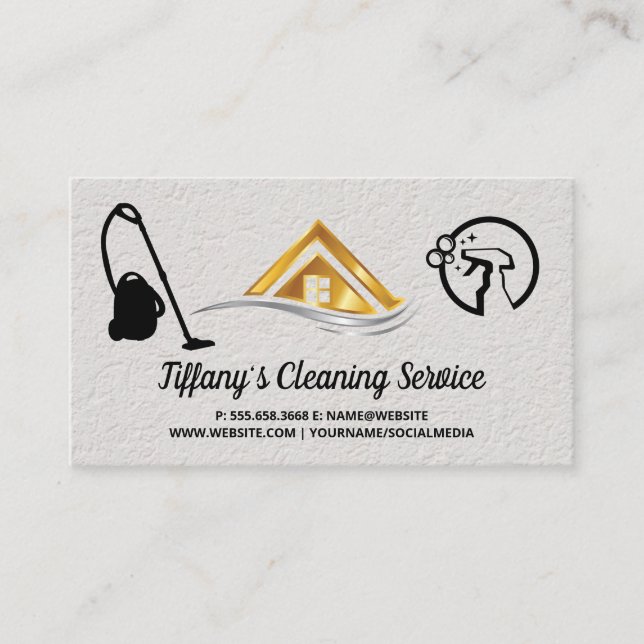 Cleaning Supplies | Maid Cleaning | House Logo Visitenkarte (Vorderseite)