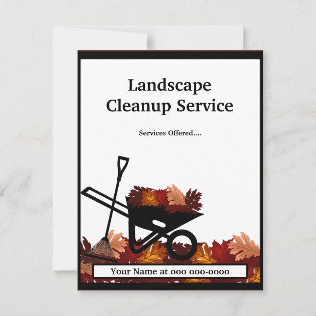 Cleanup Herbst Verlass Raking Service Karte (Vorderseite)