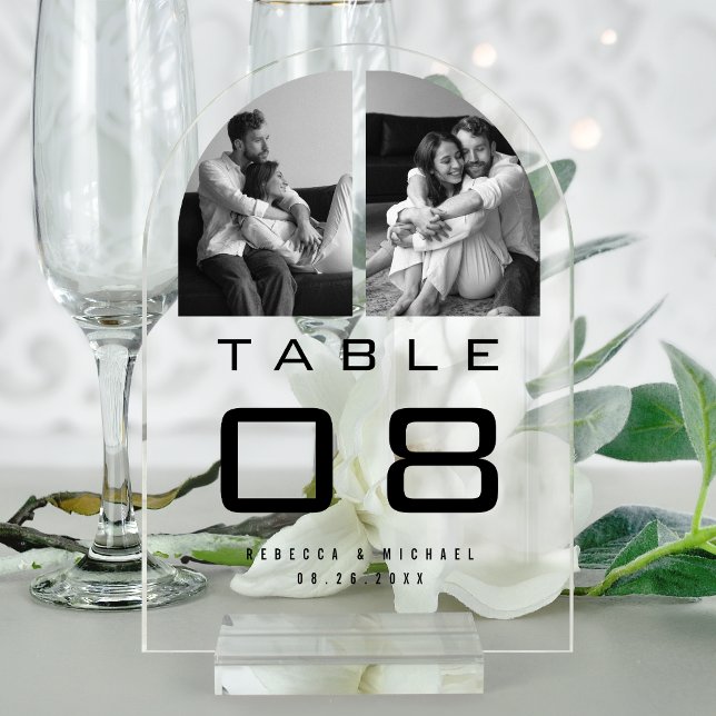 Clear Acrylic Arch Photo Wedding Table Number Acryleinladungen (Von Creator hochgeladen)