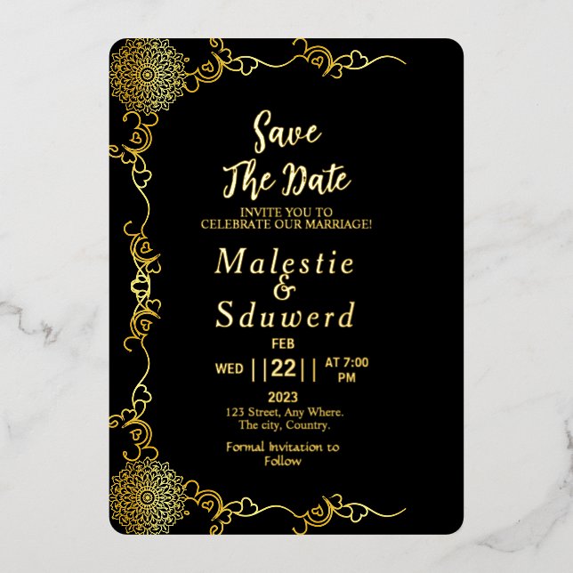 Clear Acrylic Wedding Luxury Save the Date Folieneinladung (Vorderseite)