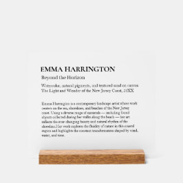 Clear Art Gallery Exhibit Display Plaque Acrylschild