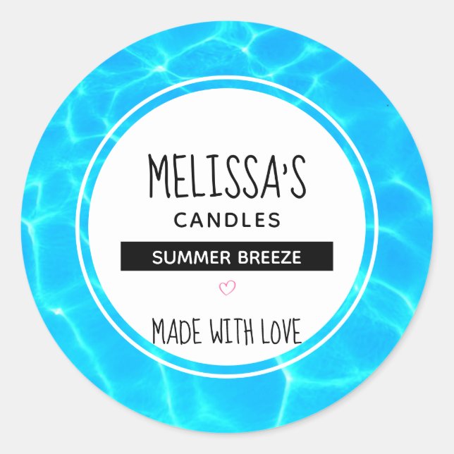 Clear Blue Pool Water Foto Kerze / Seife Runder Aufkleber (Vorderseite)