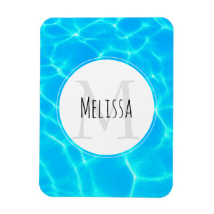 Clear Blue Pool Water Foto Monogram Magnet